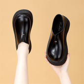大码 软皮法式 2025新款 软底学院豆豆懒人皮鞋 厚底增高单鞋 女秋季