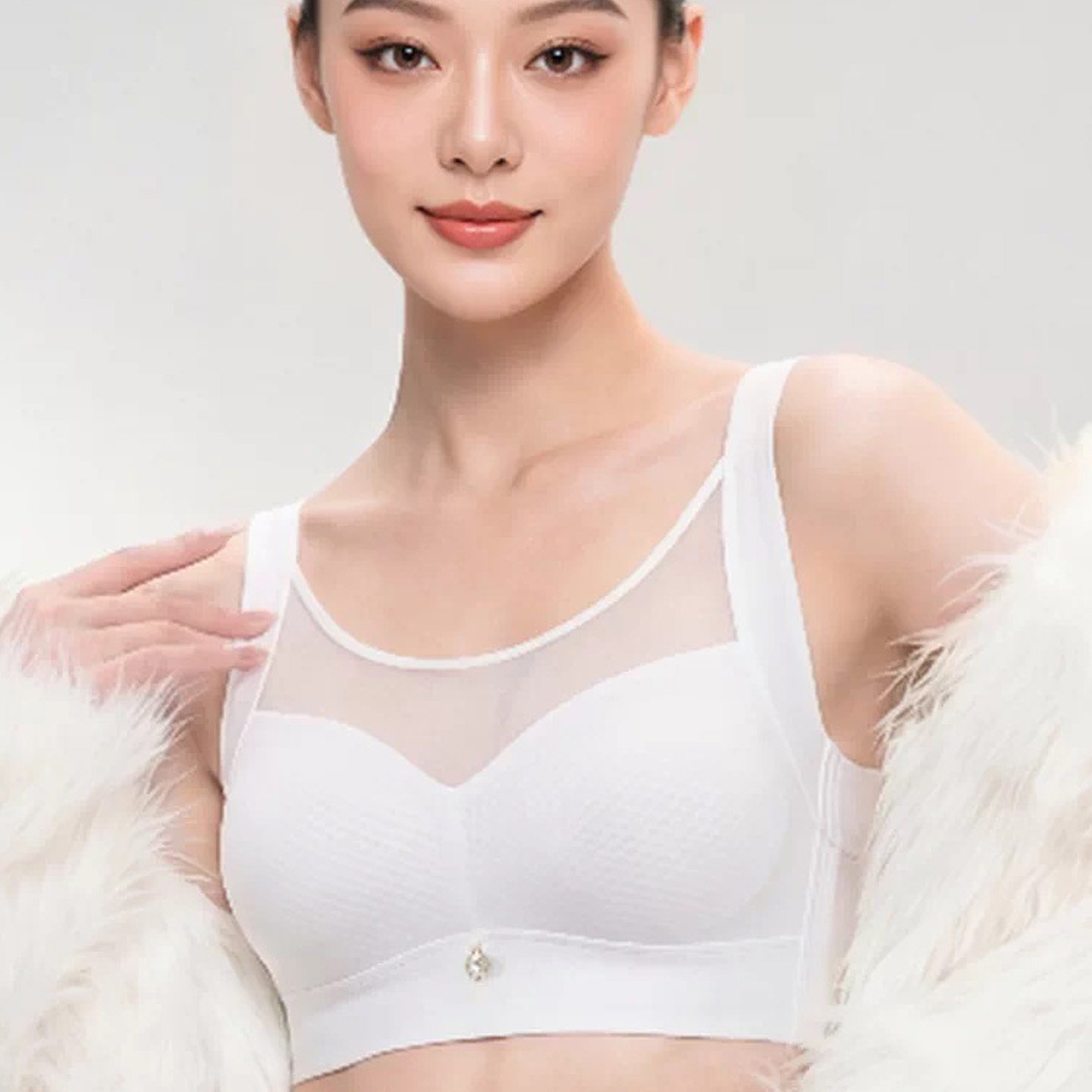 西施尔2026新款无痕聚拢内衣收副乳光面美背全罩杯超薄蜂巢杯文胸