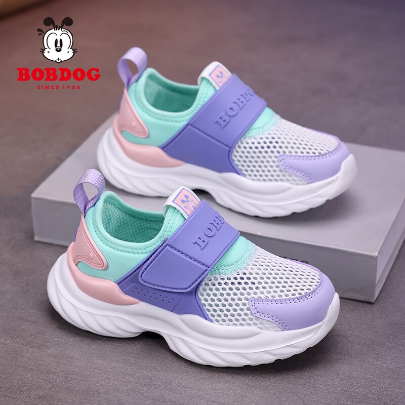 巴布豆女童鞋子一脚蹬夏季2026新款透气网面儿童运动鞋男童单网鞋