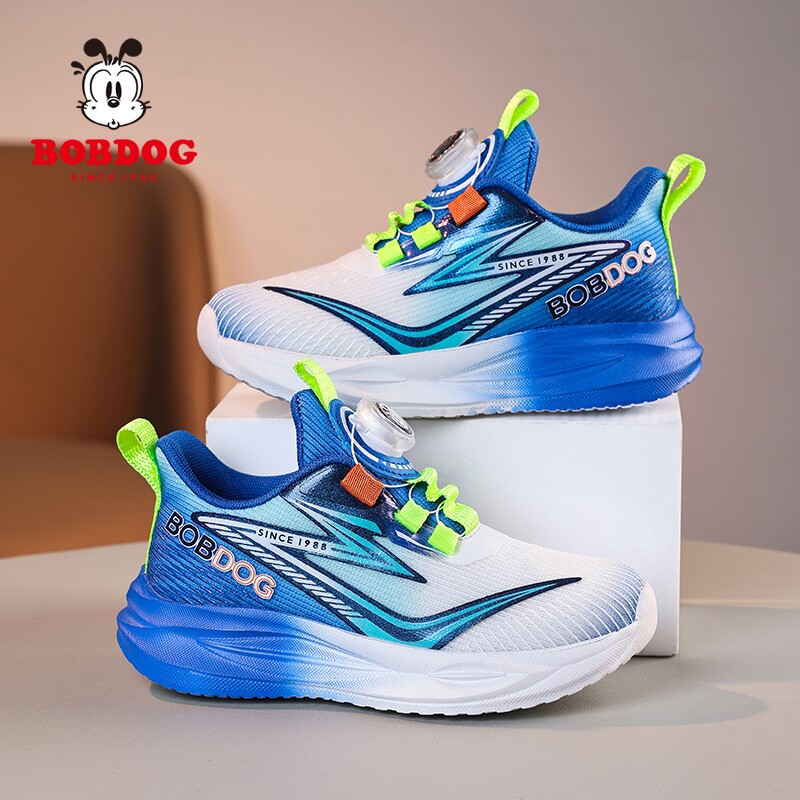 巴布豆童鞋男童鞋子春季2026新款旋转扣儿童运动鞋网面透气跑步鞋