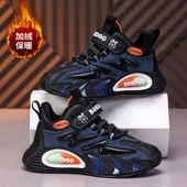 防水皮面男孩加绒保暖二棉儿童运动鞋 巴布豆男童棉鞋 2025秋冬新款