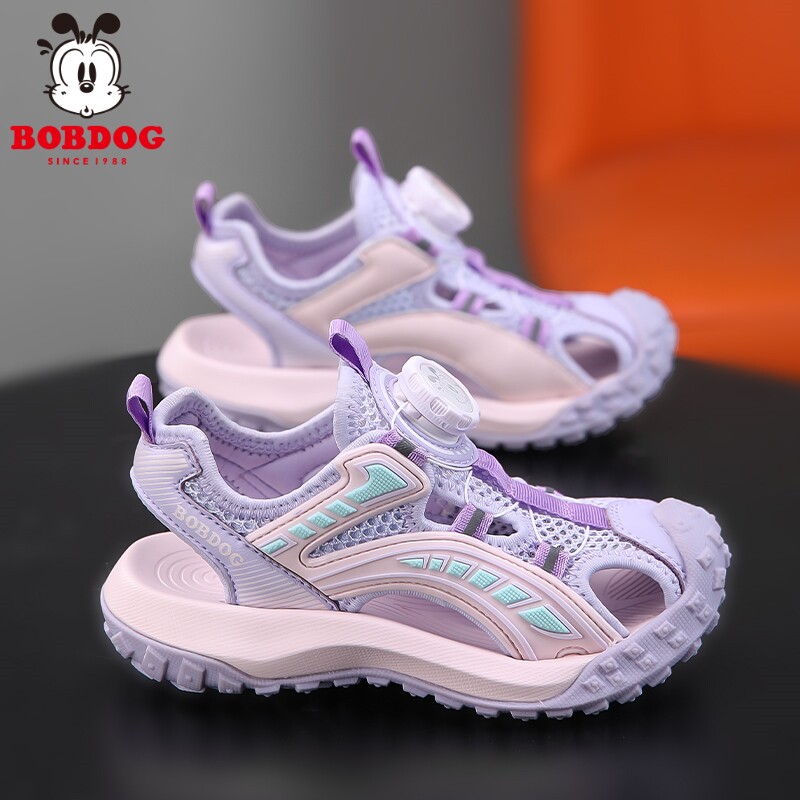 巴布豆童鞋女童包头凉鞋2026新款夏季中大童防滑软底运动沙滩鞋子