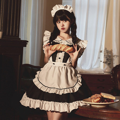 日系可爱女仆cosplay伪娘洛丽塔娃娃领女装大佬制服连衣裙cd变装