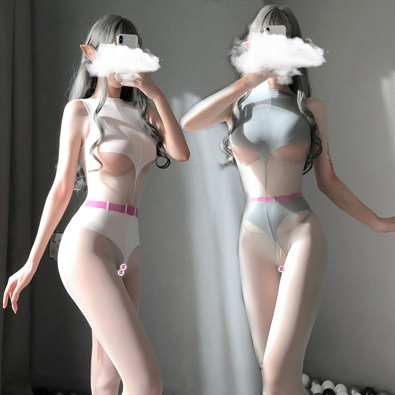 无袖连体开档伪娘丝袜男士套装女装大佬cd薄款变装美腿塑形连身袜