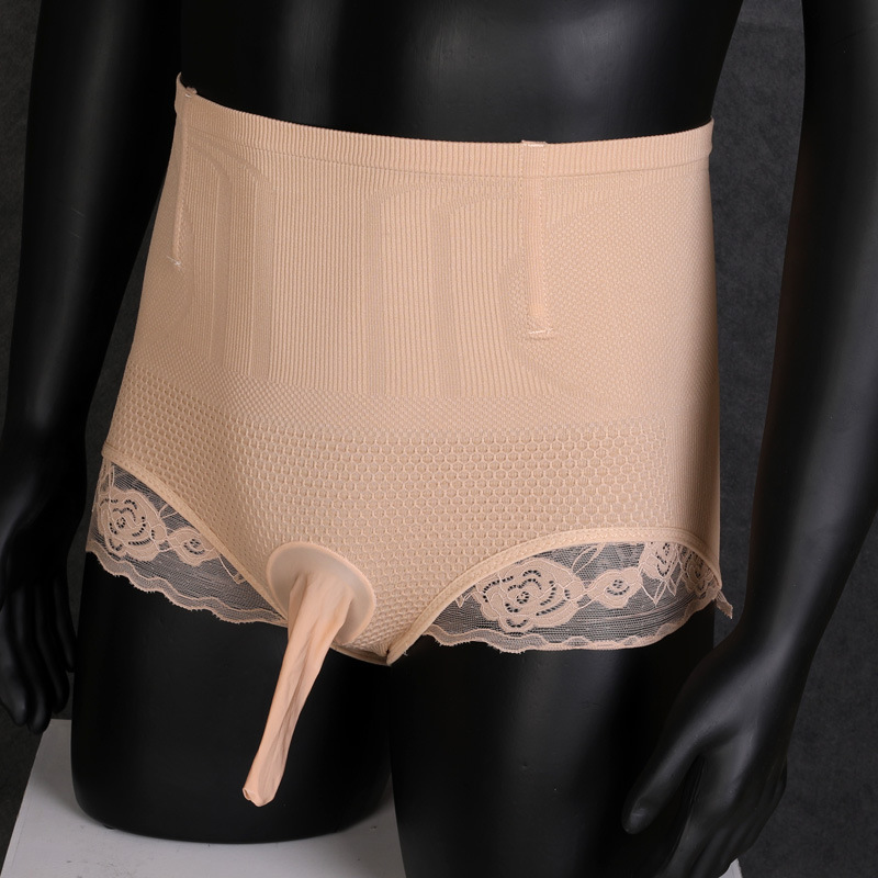 伪娘修身蕾丝边女装大佬平角裤