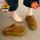 女外穿2025冬季 新款 厚底棉鞋 品牌真皮加绒棉拖鞋 半拖勃肯鞋 雪地靴