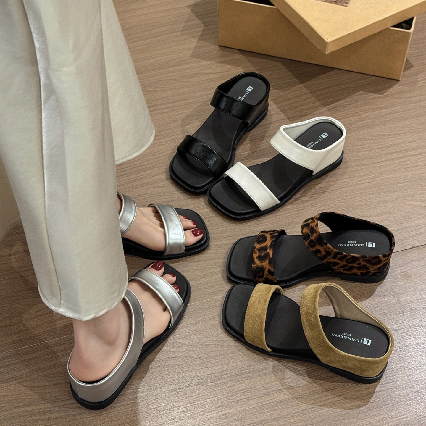 品牌真皮内增高一字拖鞋女夏外穿配裙子凉鞋2026新款厚底沙滩凉拖