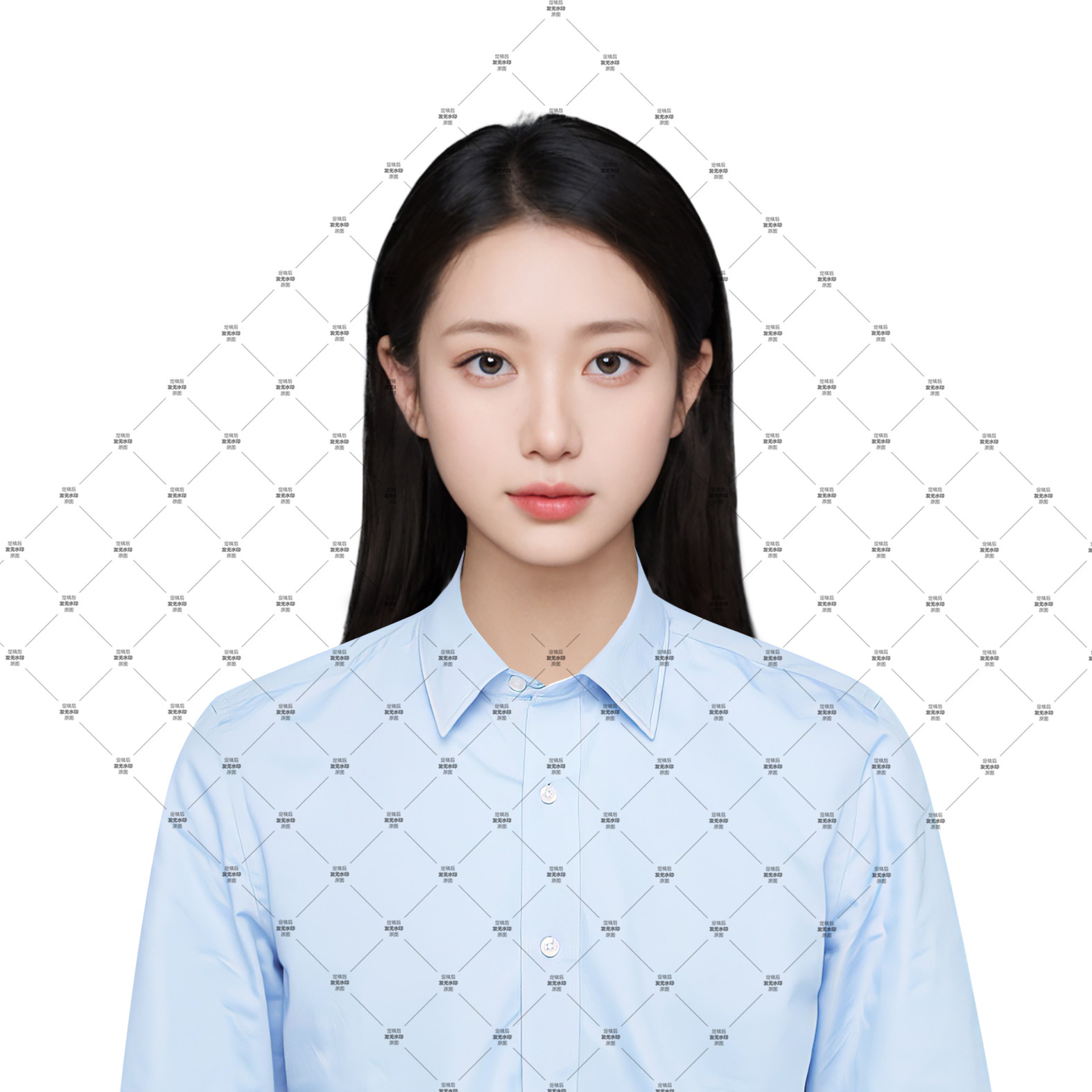 PS高清免扣服装素材证件照衣服男士衬衫女士蓝色衬衫素材