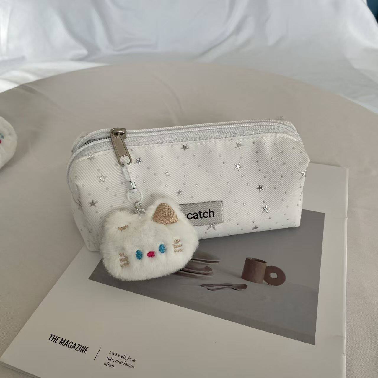 可爱日系ins简约星星笔袋大容量文具学生铅笔盒高颜值收纳袋便携