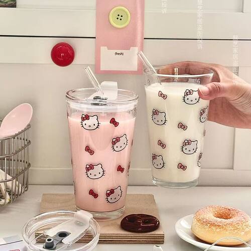 卡通ins可爱猫咪水杯玻璃杯