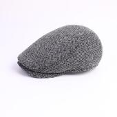 盛锡福秋冬帅气经典 百搭ins羊毛混纺灰色人字长檐鸭舌帽