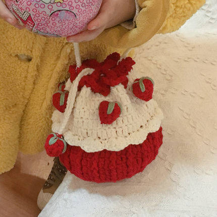 草莓蛋糕包包手工编织diy材料包钩针冰条线自制网红同款宝宝礼物