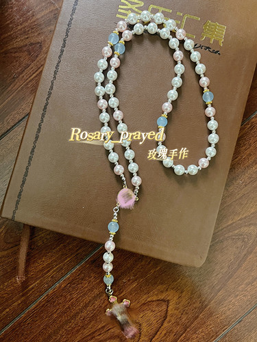 天然石珍珠玫瑰经念珠小众设计感爆款配饰