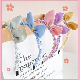 儿童发箍清新褶皱小女孩珍珠发捆格纹防滑压发发卡公主蝴蝶结头箍