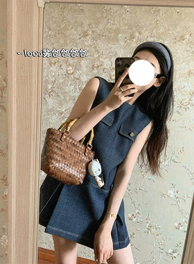 气质小香风牛仔无袖背心连衣裙女
