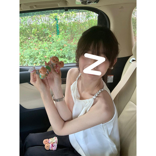 缎面挂脖吊带背心显瘦无袖上衣女