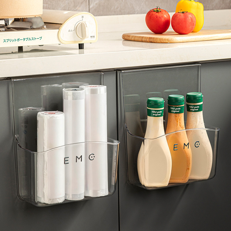 柜门收纳盒内侧调料盒厨房姜蒜透明挂篮置物架菜篮保鲜膜垃圾袋盒,收纳整理,壁式收纳盒,淘宝优惠券,粉丝福利购,淘宝优惠卷