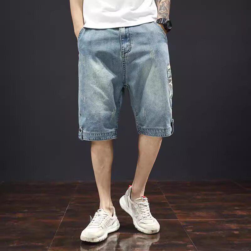 陈伟霆潮牌2023夏季新款男士五分裤薄款牛仔短裤男潮流宽松休闲裤