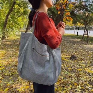 高级慵懒风大号托特包大容量单肩手提包休闲松弛感妈咪包欧美街头