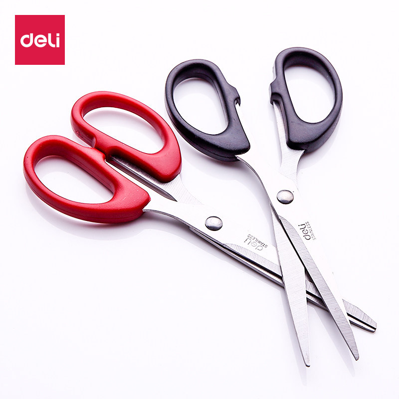 델리 가정용 가위 작은 날카로운 가위 대형 사무실 가위 학생 수동 종이 절단 뾰족하지 않은 둥근 머리 스테인레스 스틸