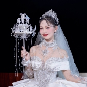 权杖手捧花婚礼新娘高级diy材料水晶公主重工婚纱成品新婚礼盒