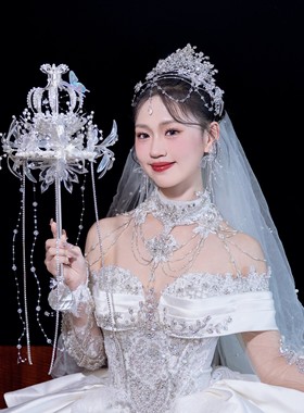 高级感权杖手捧花水晶