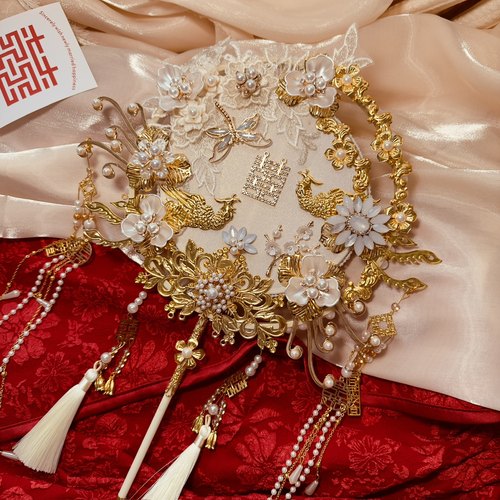 团扇新娘结婚diy材料包秀禾扇子喜扇婚礼中式手工出嫁高级中式