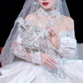 权杖手捧花婚礼新娘材料水晶公主diy高级重工婚纱成品礼盒新婚