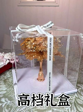 权杖闪钻高档礼盒新娘婚纱透明防尘罩展示盒亚克力手捧花收纳盒