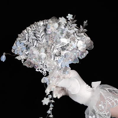 高级出嫁团扇婚嫁新娘水扇diy秀禾婚礼简单大气手工自制结婚礼物