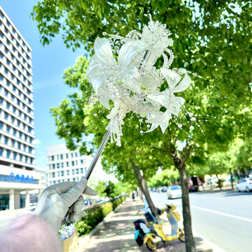 权杖手捧花diy材料包新娘结婚出嫁手工自制女王水晶婚纱礼物成品