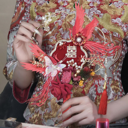 团扇新娘喜扇结婚旗袍晨袍中式喜扇迷你中国风小扇子秀禾婚扇高级