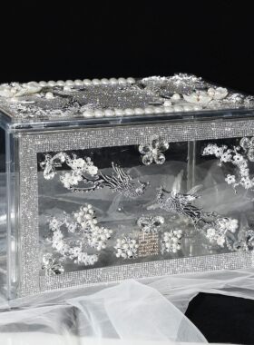 送闺蜜出嫁DIY成品水晶鞋盒结婚求婚藏鞋水钻钻石火爆小红书同款