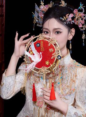 团扇新娘结婚diy材料扇子婚礼手工秀禾婚扇喜扇成品高级中式新婚