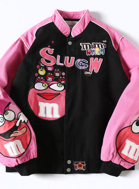 古着欧美潮牌工装bf原宿嘻哈风短款夹克衫m豆宽松棒球服外套