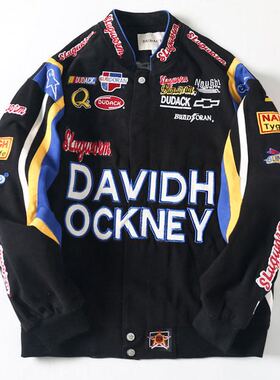 欧美潮牌机车夹克男女同款工装宽松纯棉拉链长袖立领外穿外套