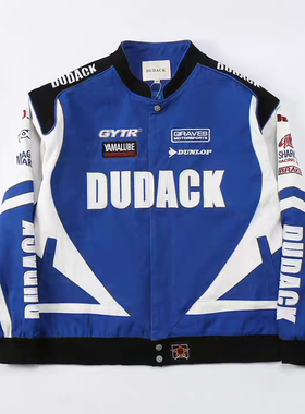 杜戴克dudack2025新款欧美男女潮牌机车服棒球服刺绣宽松夹克