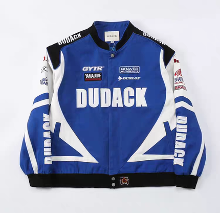 杜戴克dudack2025新款欧美男女潮牌机车服棒球服刺绣宽松夹克