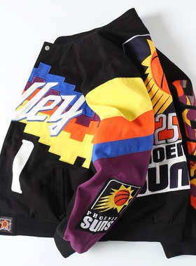 dudack2024新款NBA太阳队棒球服男女潮牌保罗外套宽松加厚夹克