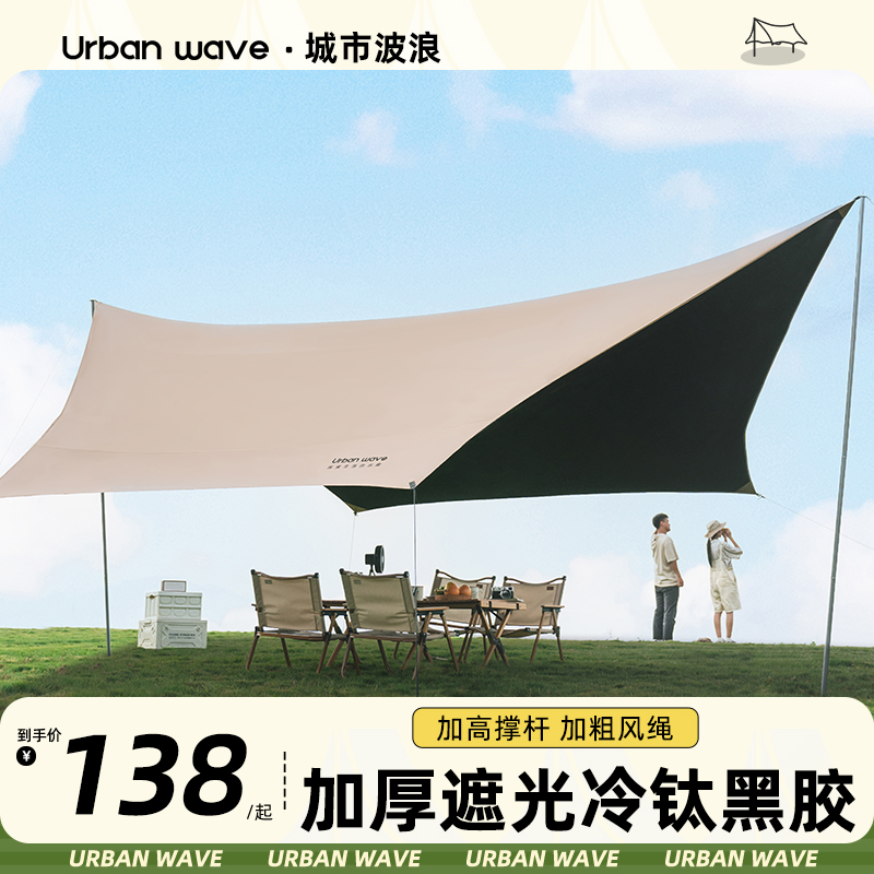 黑胶天幕帐篷户外露营遮阳便携式加厚防晒涂层野营防雨大遮阳棚LL-封面