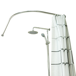 比非勒浴室打孔304不锈钢浴帘杆弧形转角卫生间L形淋浴杆架可定做