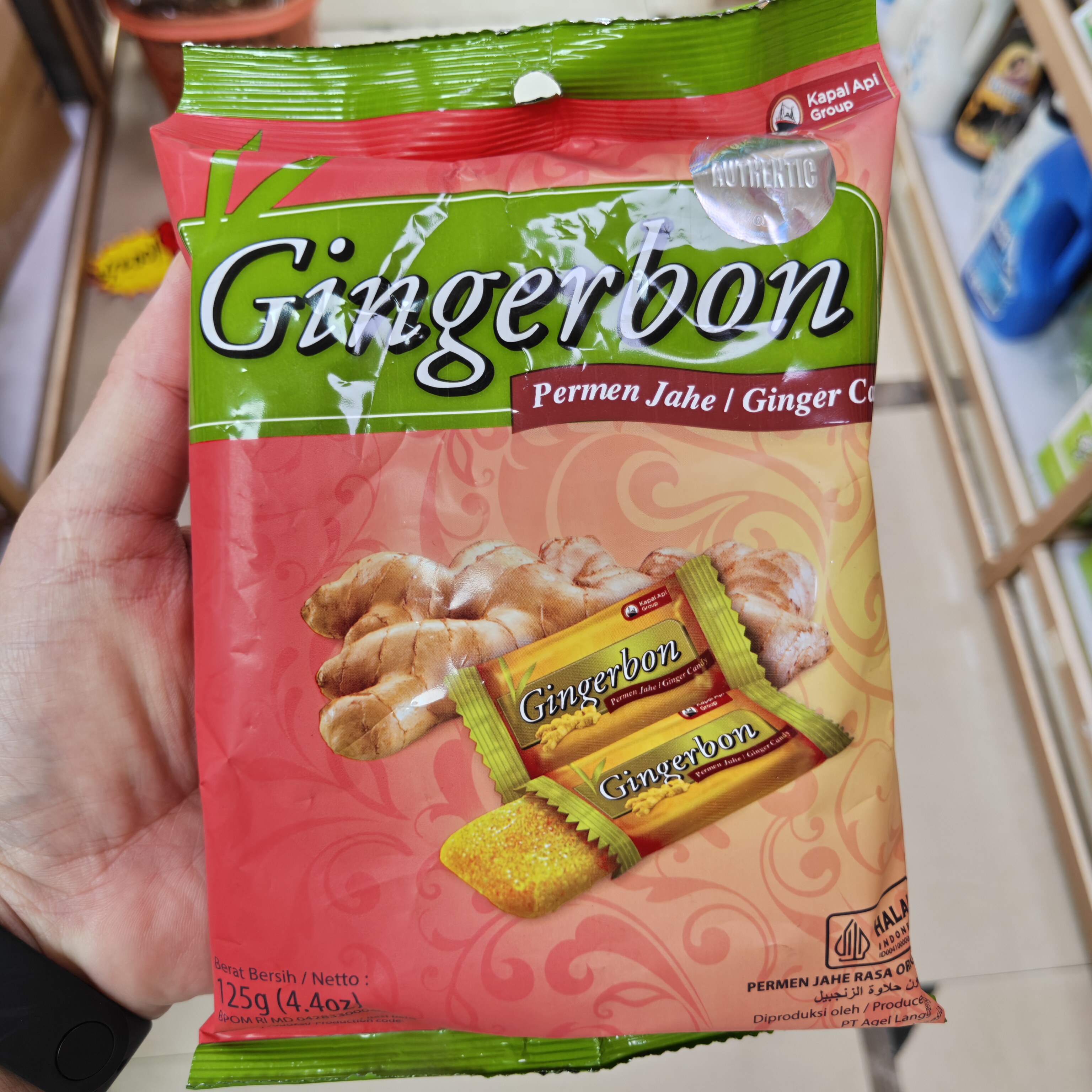 进口印尼Gingerbon津格伴姜糖原味125克软糖好吃零食品 3袋装包邮