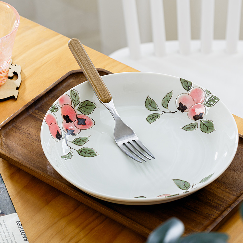 千代源深盘面碗陶瓷柿柿如意餐具