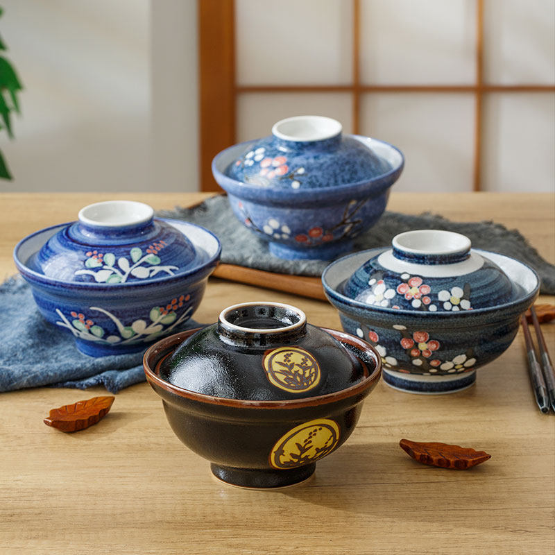 陶趣居带盖碗日本家用肥牛陶瓷碗