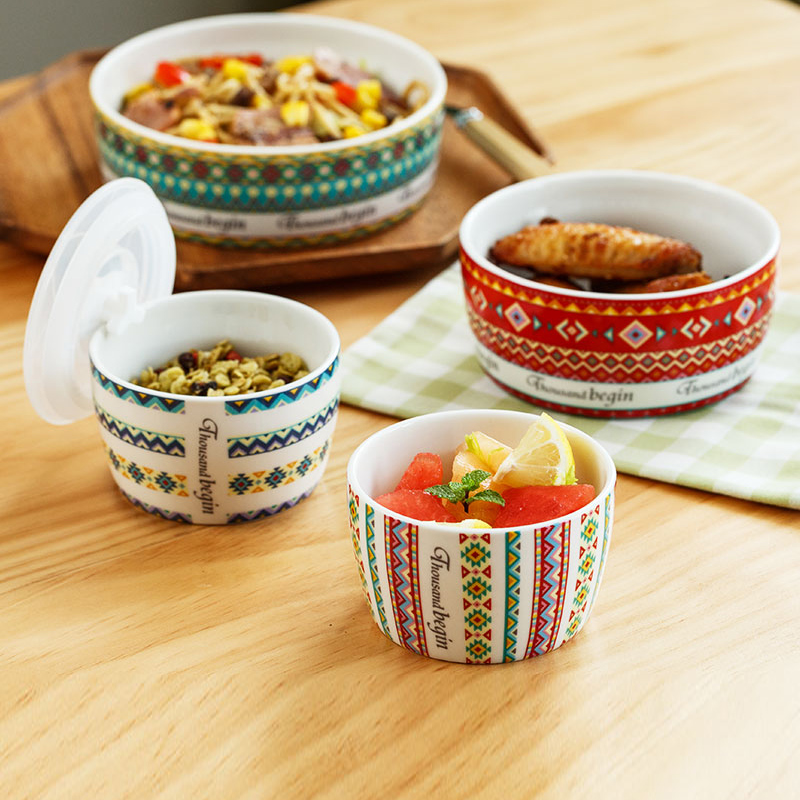 千代源欧式圆形保鲜碗饭盒饭