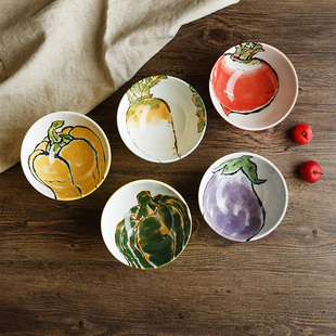 陶趣居日式 大号陶瓷碗蔬菜碗手绘餐具日本进口家用饭碗面碗瓷碗