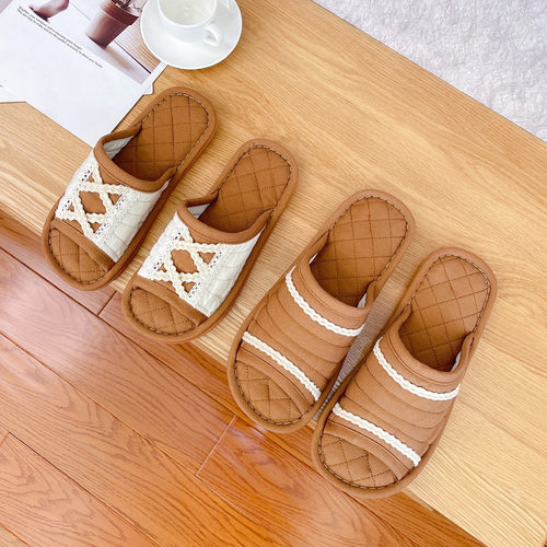 居家男女帆布露趾静音拖鞋推荐