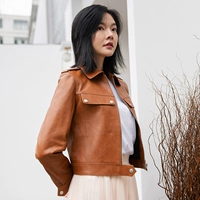 Mùa xuân 2019 và áo khoác da nữ mới mùa thu ngắn Phiên bản Hàn Quốc của áo khoác da đầu nhỏ bằng da cừu - Quần áo da áo da trắng