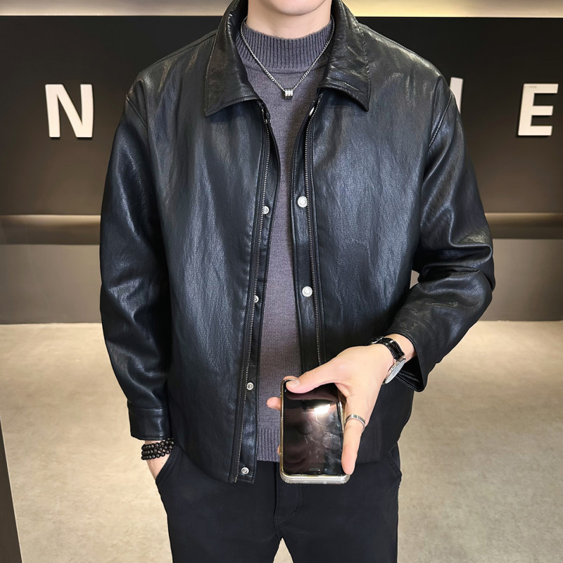 美式皮衣外套男春秋季2026新款痞帅高级感男装机车服假两件皮夹克