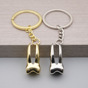 创意牙齿钥匙扣小挂件护士节纪念品牙科宣传广告礼品金牙银牙饰品